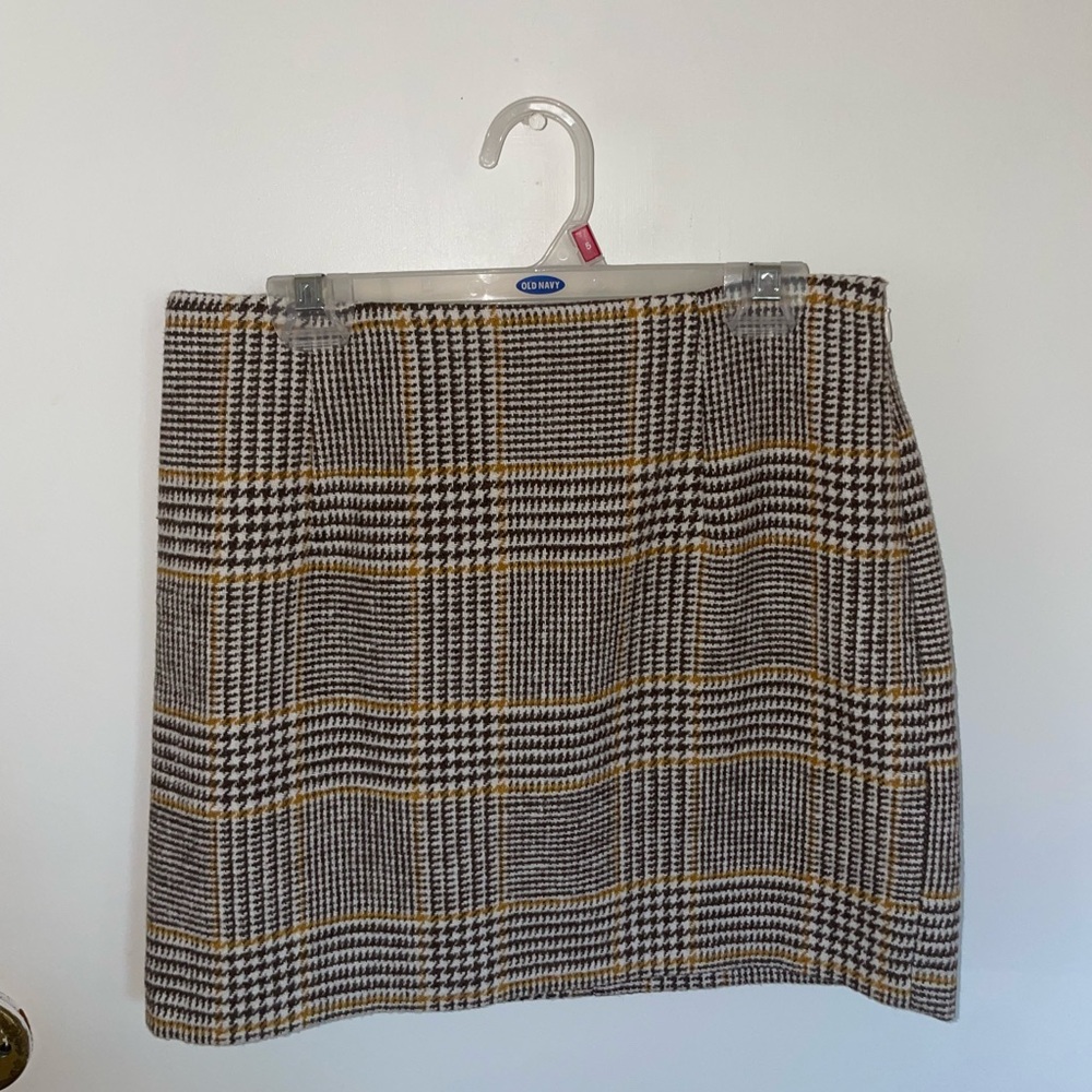 Houndstooth and Plaid Bodycon Mini Skirt 🤎